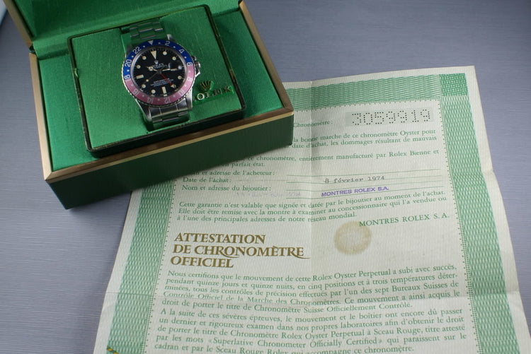 Rolex GMT 1675 Box and Papers