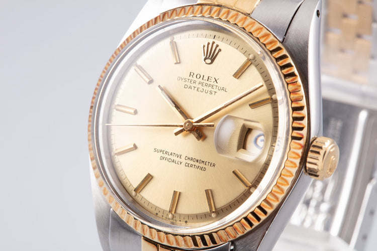 1974 Vintage Rolex DateJust 1601 Gold Dial