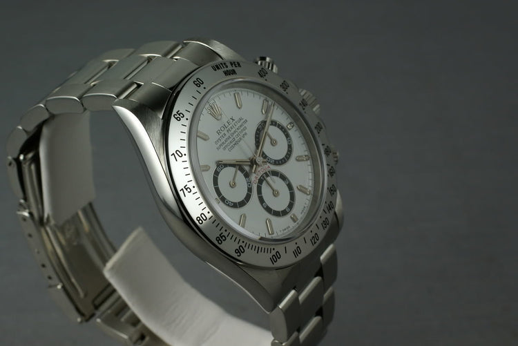 Rolex SS Zenith Daytona 16520 “white dial ” MINT and unpolished Box and papers