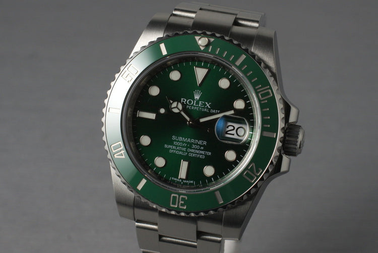 2010 Rolex Green Submariner 116610V with Box and Papers