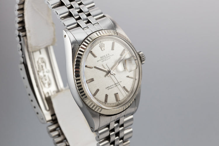 1972 Rolex DateJust with No Lume Silver Linen Dial