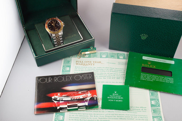 1982 Rolex Two-Tone GMT-Master 16753 Root Beer Nipple Dial with Box and Papers
