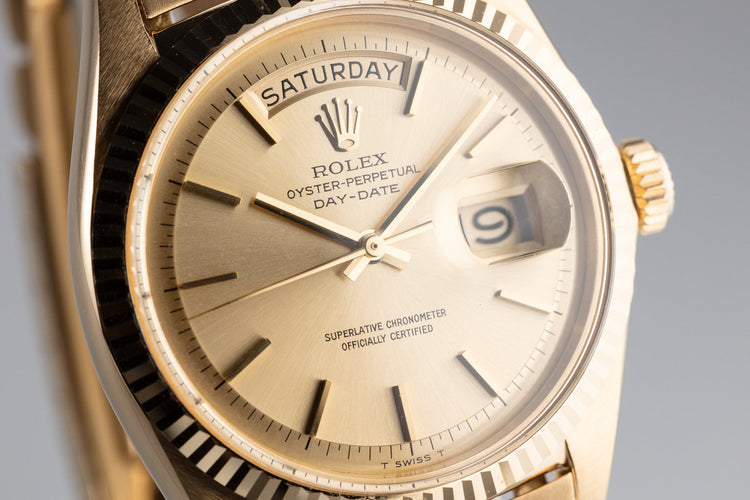 1967 Rolex 18K Gold Day-Date 1803 Gold No Lume Dial with Box and Double Punched Papers