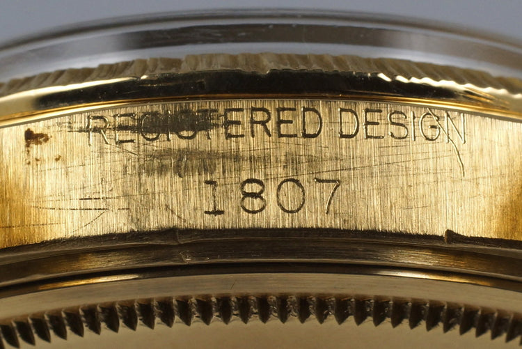 1969 Rolex YG Bark Day-Date 1807 Champagne ‘Wide Boy’ Dial