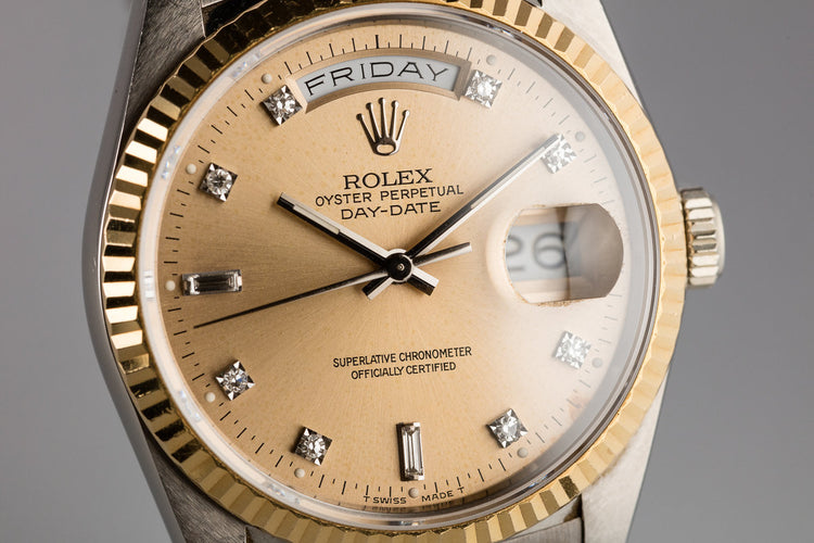 1990 Rolex Day-Date 18239 Tridor President with Salmon Diamond Dial with Papers