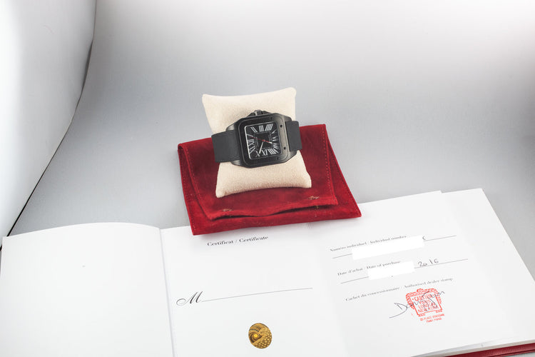 2016 Cartier Santos 100 Carbon WSSA0006 with Papers