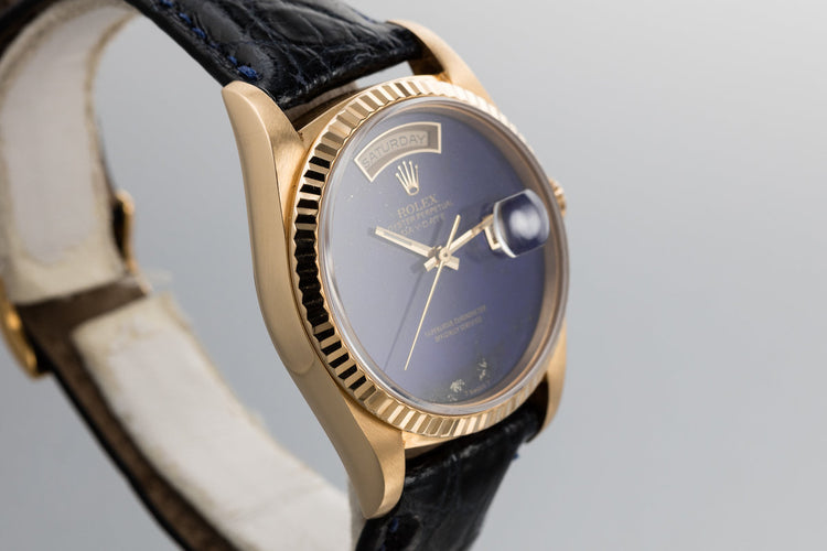 1991 Rolex 18K Day-Date 18238 Lapis Dial with Papers