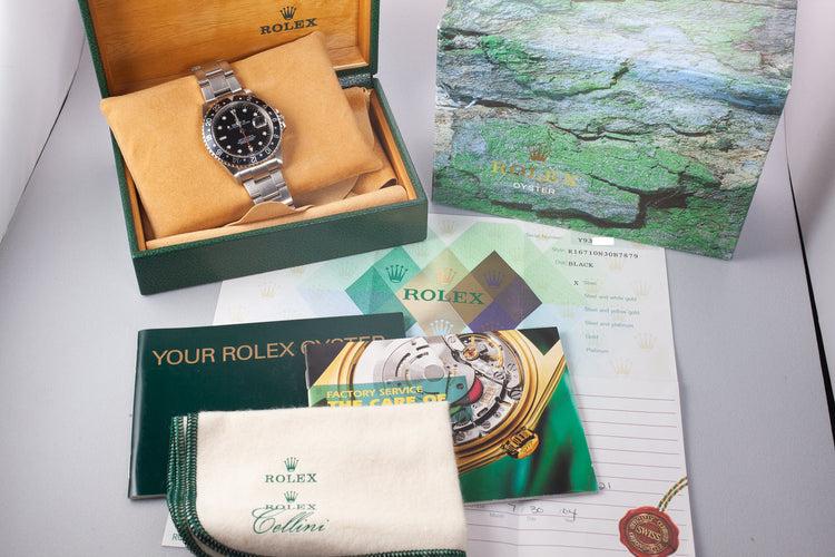 2002 Rolex GMT-Master II 16710 Black Bezel with Box and Papers