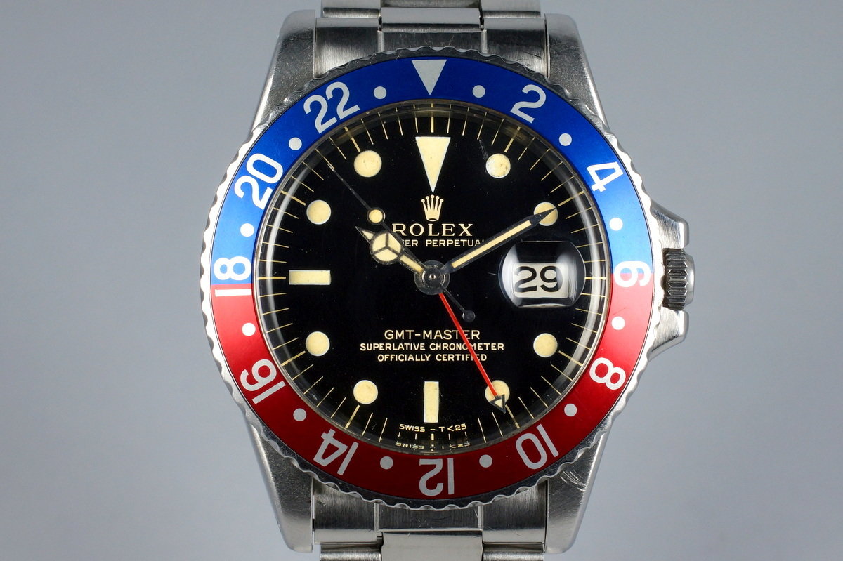 HQ Milton 1965 Rolex GMT 1675 Glossy Gilt Dial Inventory 5998