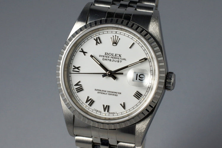 2002 Rolex DateJust 16220 White Roman Dial