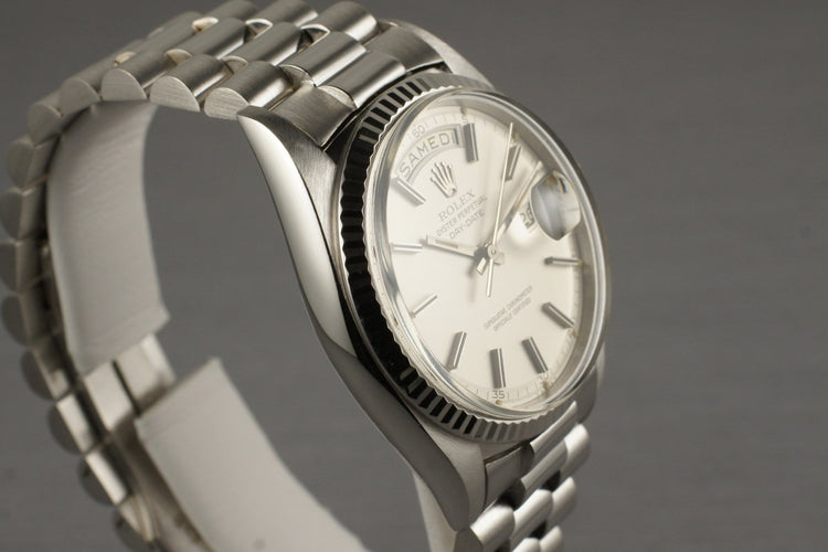 1968 Rolex WG Day-Date 1803 Matte Silver Dial