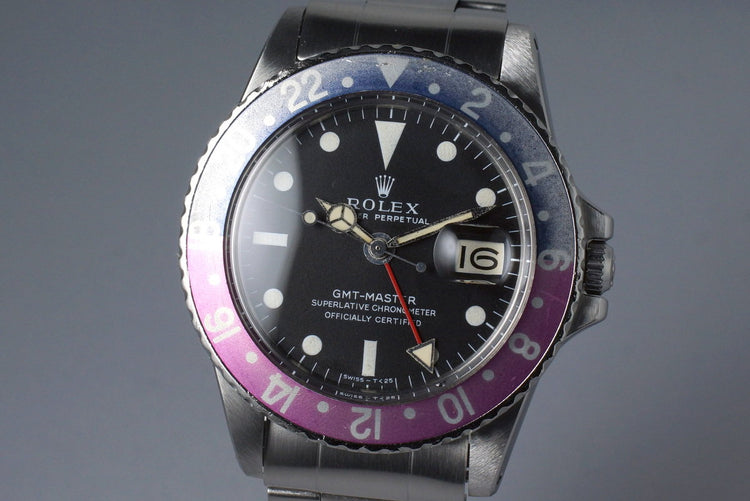 1967 Rolex GMT 1675 Mark I Dial and Fuchsia Insert with Box and Papers