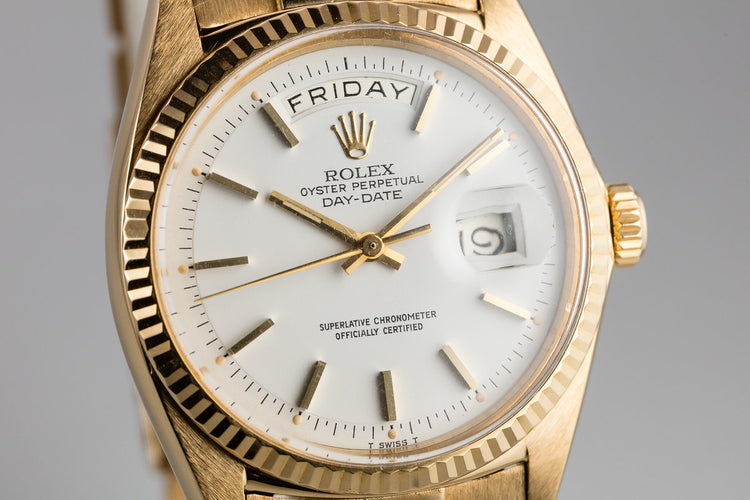 1968 Rolex 18K YG Day-Date 1803 Matte White Dial