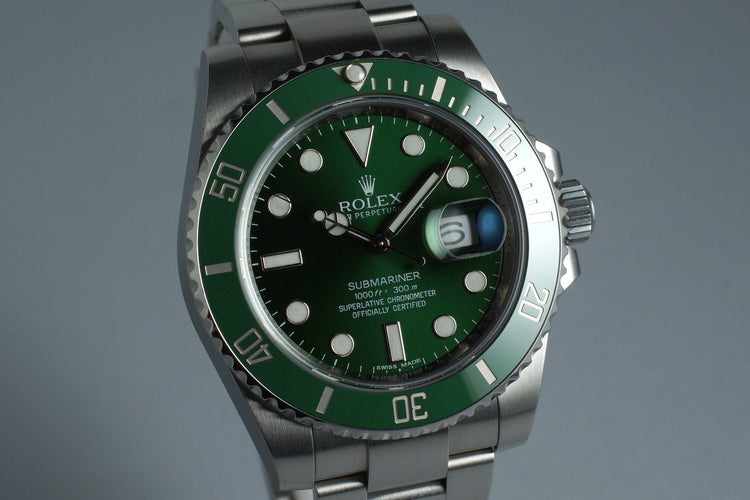 2010 Rolex Green Submariner 116610V with Box and Papers