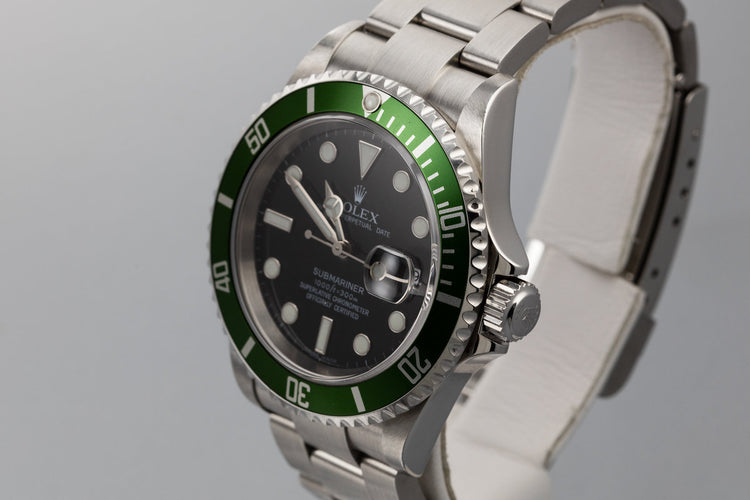 2003 Rolex Green Submariner 16610LV with Box and Papers