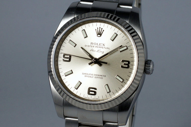 2007 Rolex Air King 114200 Silver 3/6/9 Dial