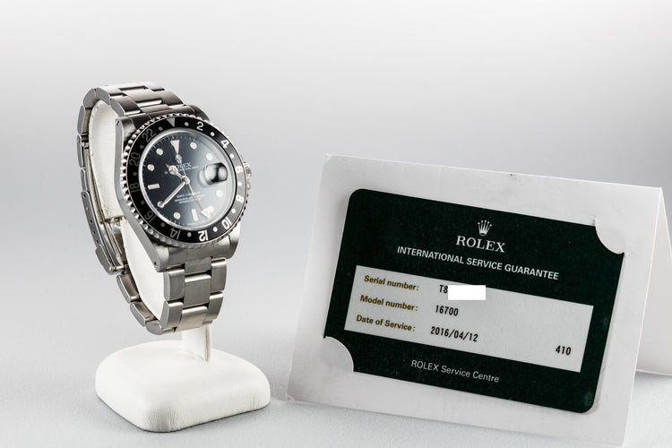 1995 Rolex GMT-Master 16700 Black Bezel with Service Papers