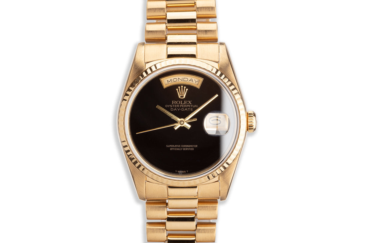 HQ Milton - 1988 Rolex 18K YG Day-Date 18238 Onyx Dial, Inventory