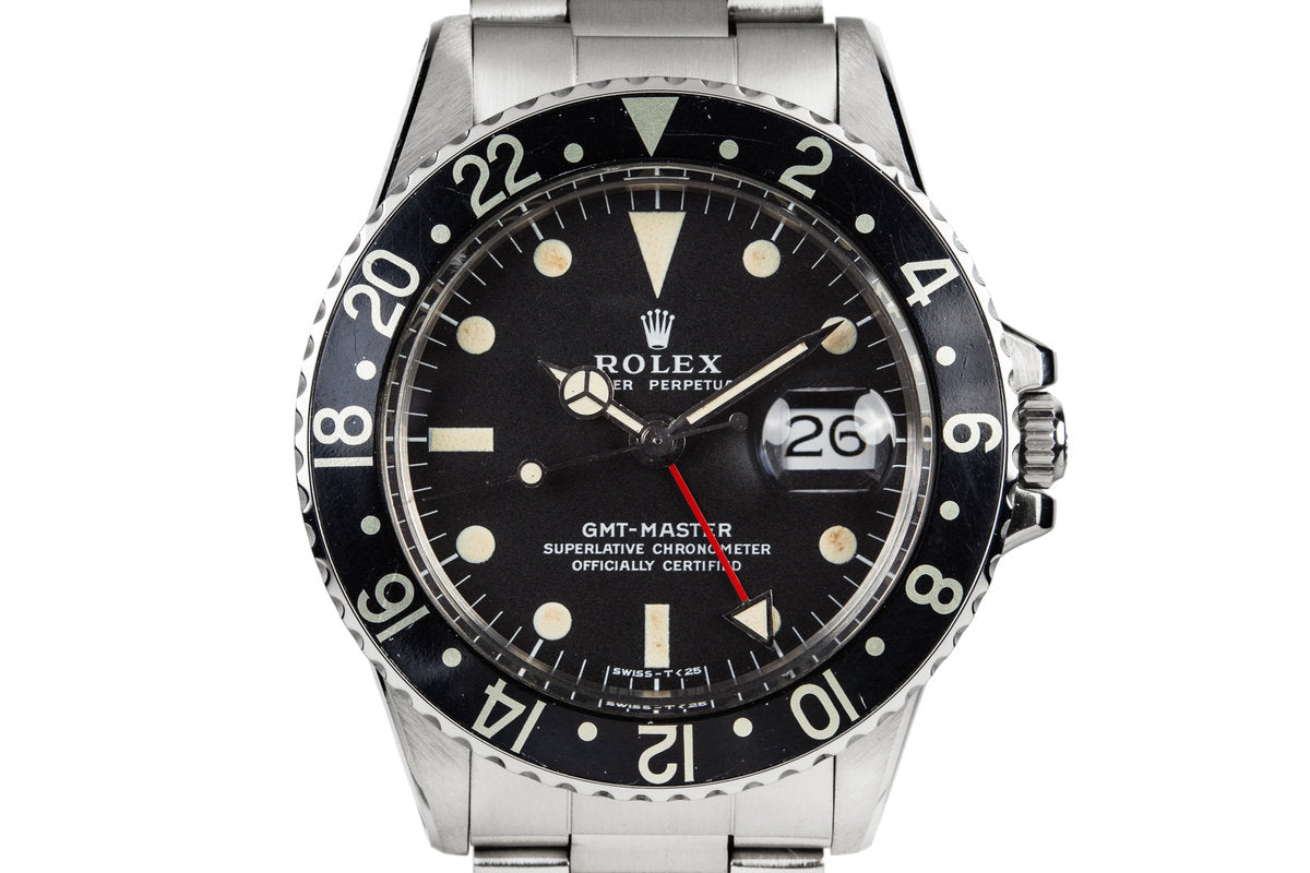 HQ Milton 1971 Rolex GMT-Master 1675 with Black Bezel Insert and