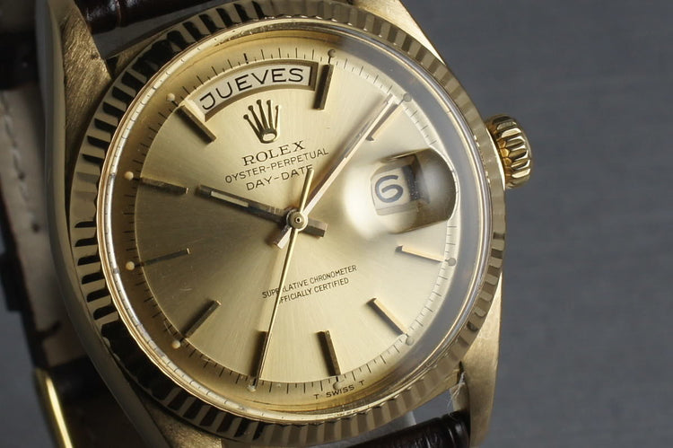 1965 Rolex 18K YG President 1803 with Spanish Date Disk