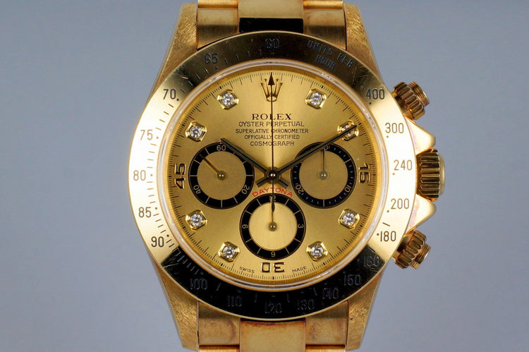 1994 Rolex YG Zenith Daytona 16528 Factory Champagne Diamond Dial