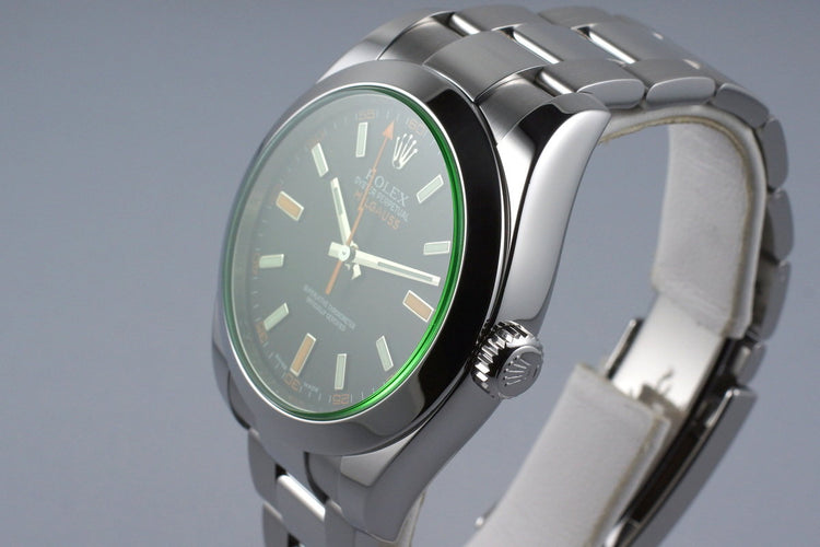 2009 Rolex Milgauss Green 116400V with Box and Papers