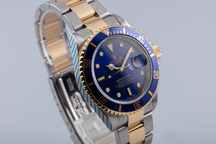 2003 Rolex 18k & Stainless Submariner Blue Dial with Box, Booklets & Service Card