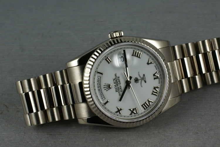 Rolex White Gold President 118239 with White Saudi Palm Tree and Sword Dial