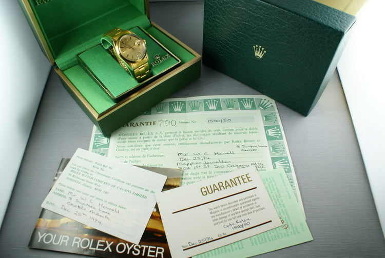Rolex Date 1550 Gold cap ... box and papers