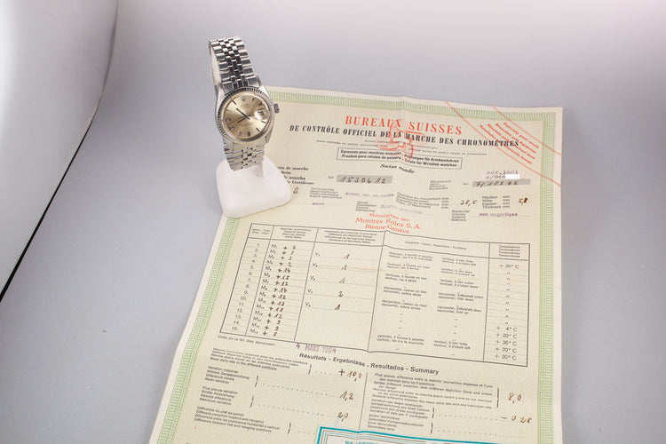 1963 Rolex DateJust 1601 SWISS Only Silver Dial with Papers