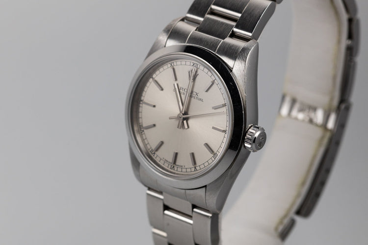 1997 Rolex Mid Size Oyster Perpetual 67480 Silver Dial with Box and Papers