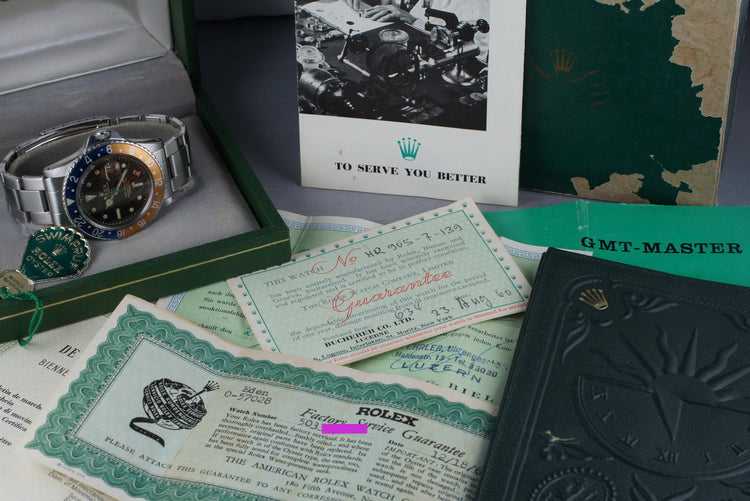 1960 Rolex GMT 1675 PCG OCC Gilt Chapter Ring Tropical Dial