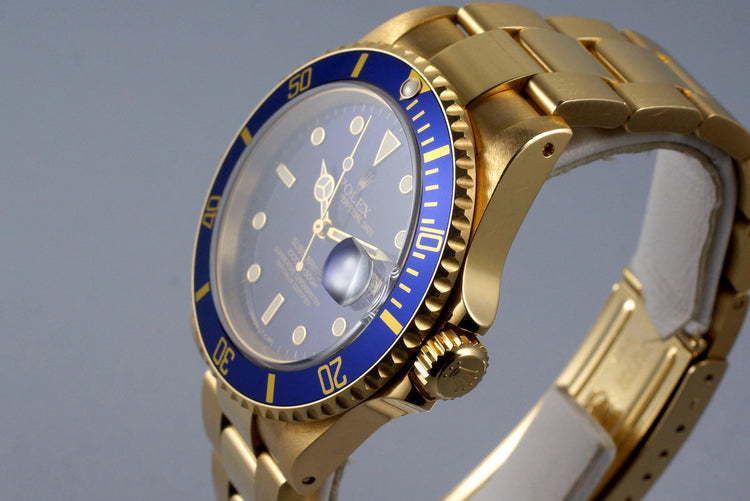 1991 Rolex YG Submariner 16618 Blue Dial
