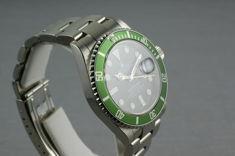 Rolex Green Submariner 16610 LV with Box and Papers M serial