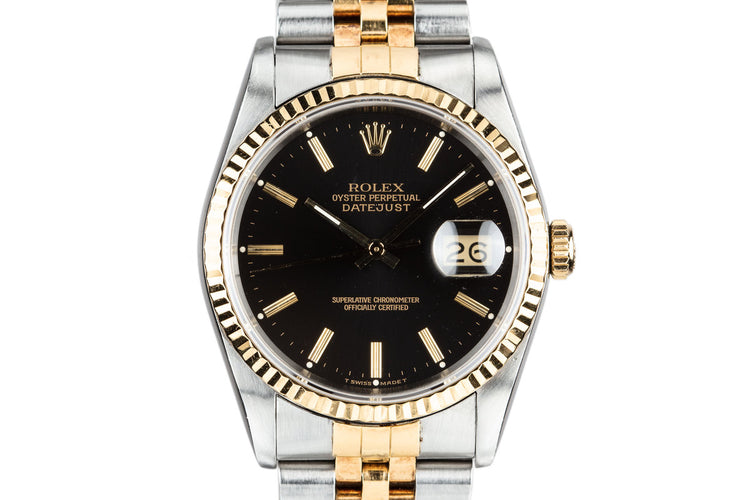 1988 Rolex Two-Tone DateJust 16233 Black Dial with Box and Papers