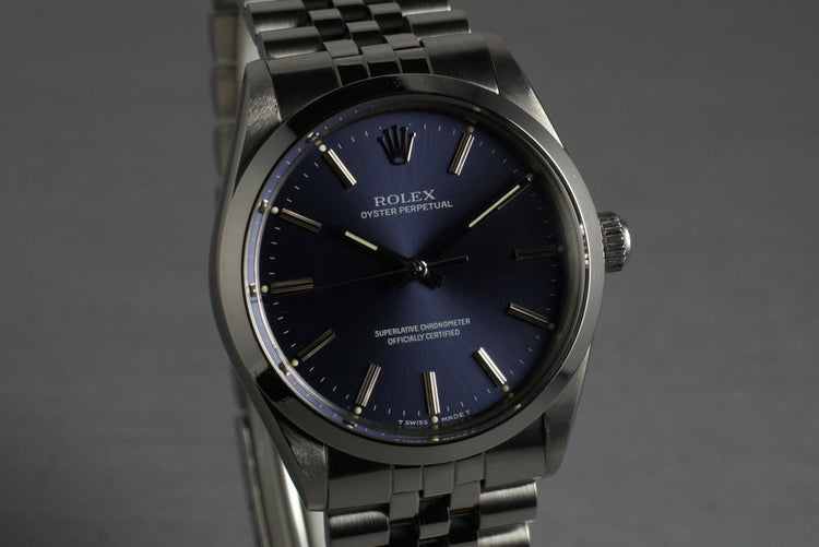 1988 Rolex Oyster Perpetual Blue Dial 1002 with RSC Papers