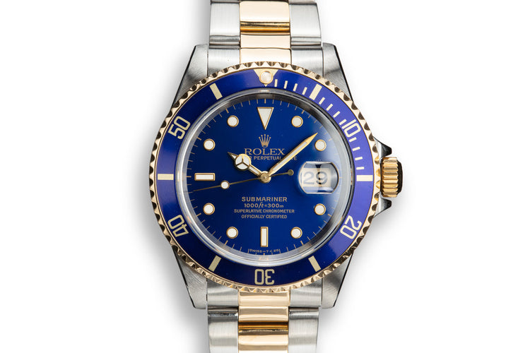 1993 Rolex Two-Tone Submariner 16613 Blue Dial