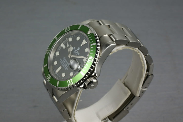 Rolex Green Submariner 16610 LV Box and Papers and Service Papers
