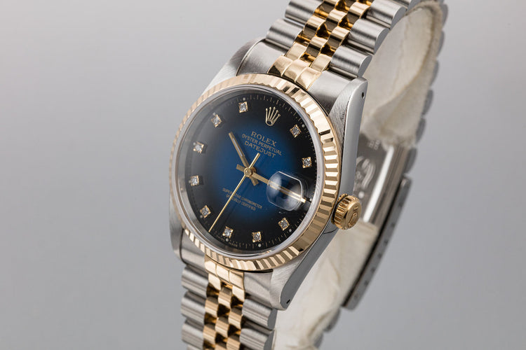 1992 Rolex Two-Tone DateJust 16233G with Blue Vignette Diamond Dial