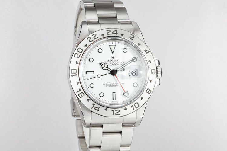 1999 Rolex Explorer II 16570 with SWISS Only White Dial