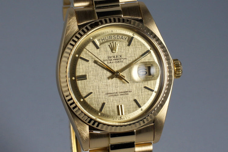 1972 Rolex YG Day-Date 1803 Champagne Linen Sigma Dial