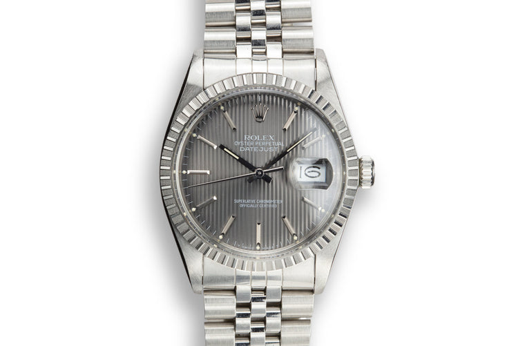1987 Rolex DateJust 16030 Grey Tapestry Dial with Box and Papers