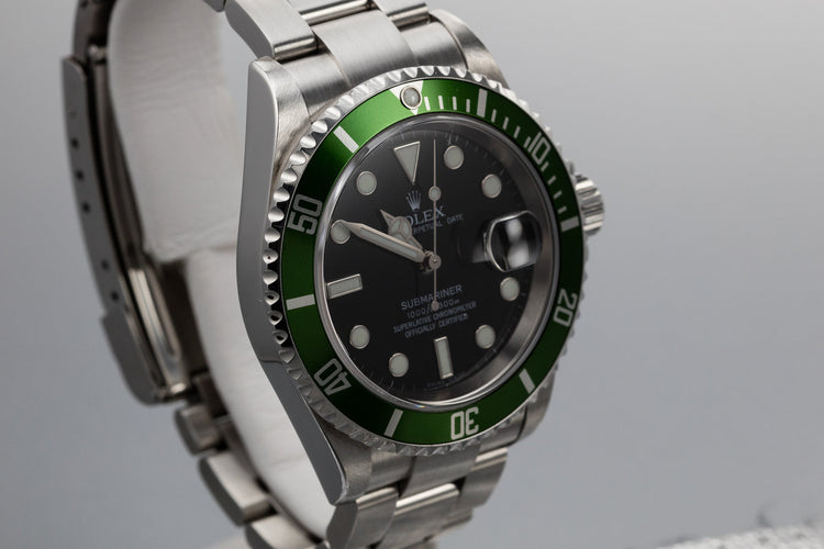 2003 Rolex Green Submariner 16610LV with Box and Papers