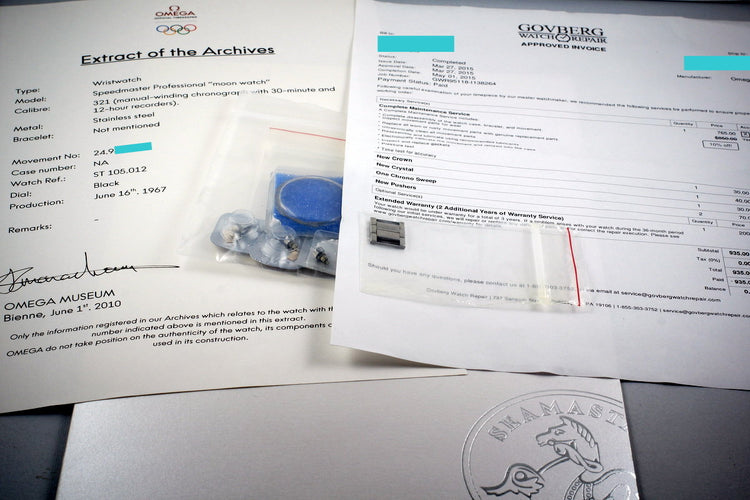 1967 Omega Speedmaster 105.012 Pre-Moon 321 with Archive Papers