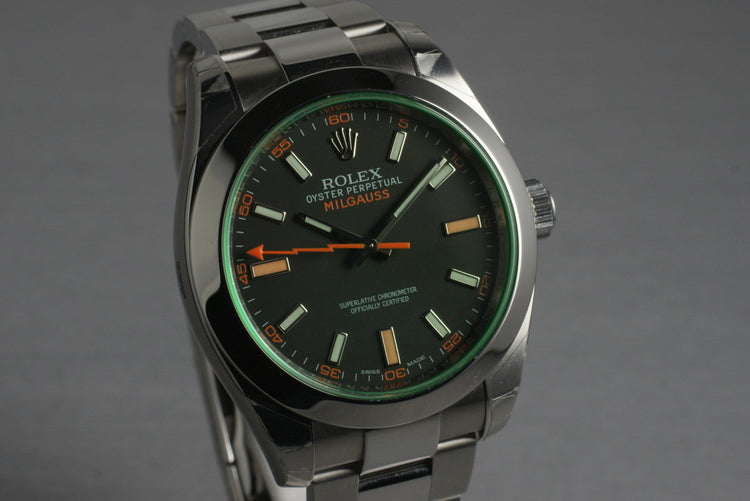 2014 Rolex Milgauss Green 116400V with Box and Papers