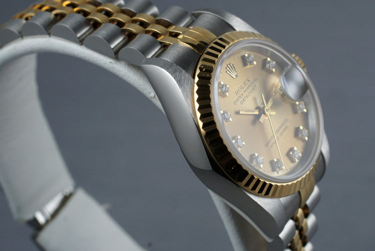 1993 Ladies Rolex Two Tone Datejust 69173 Factory Diamond Dial with Box and Papers