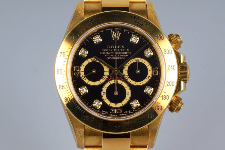1995 Rolex YG Zenith Daytona 16528 Factory Black Diamond Dial
