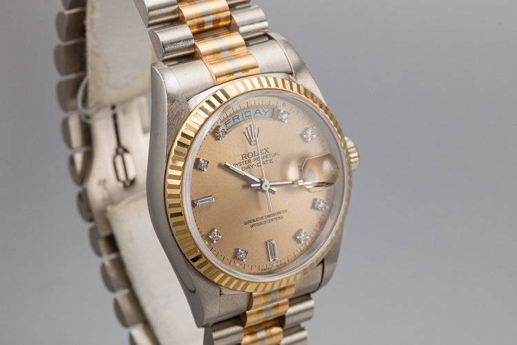 1990 Rolex Day-Date 18239 Tridor President with Salmon Diamond Dial with Papers