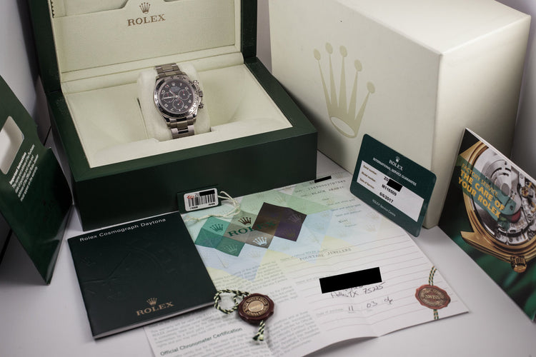 2006 Rolex Daytona 18K White Gold 116509 Black Dial with Box and Papers