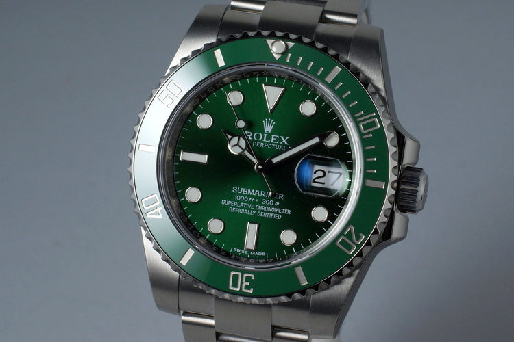 2015 Rolex Green Submariner 116610LV with Box and Papers MINT